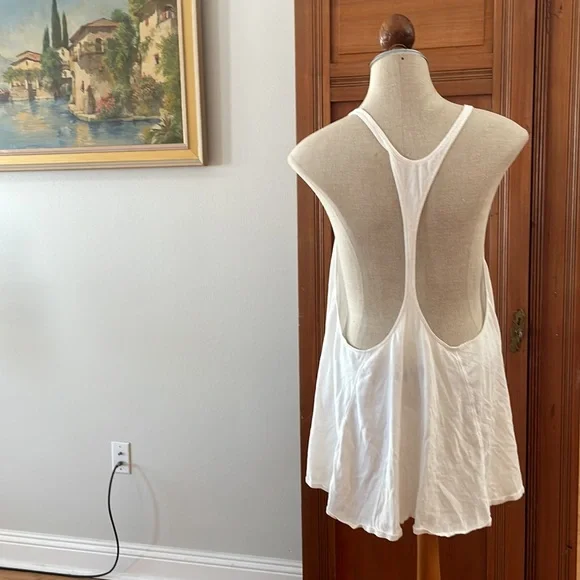Free people tank top white sleeveless racerback 100% cotton women’s size XS - Picture 3 of 8